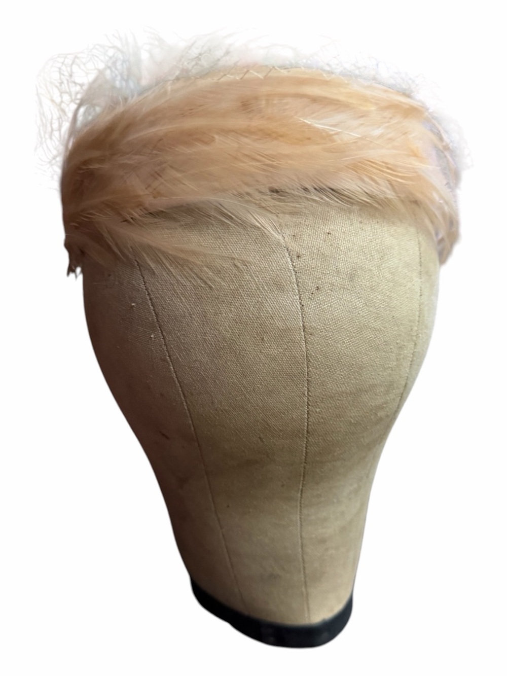Late 50s/Early 60 UHCMWIU Pale Peach Feather Calot Hat - Picture 4 of 8